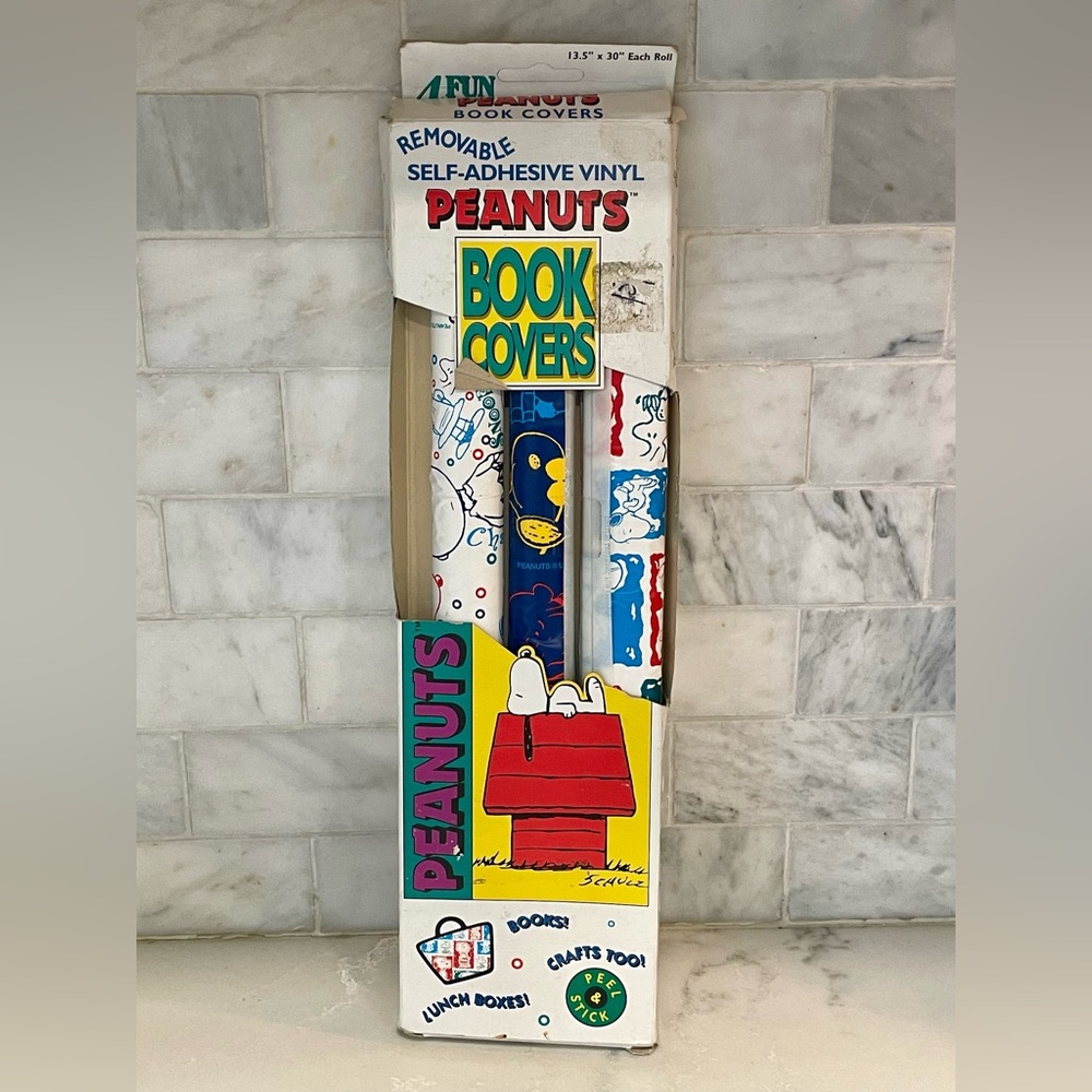 Peanuts Vintage Self Adhesive Vinyl Book Covers-‎ Set of 3